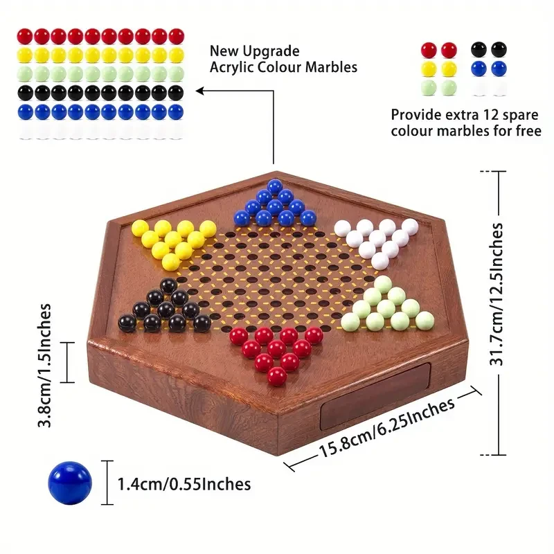 1 Set Luxury Wooden Chinese Checkers Game