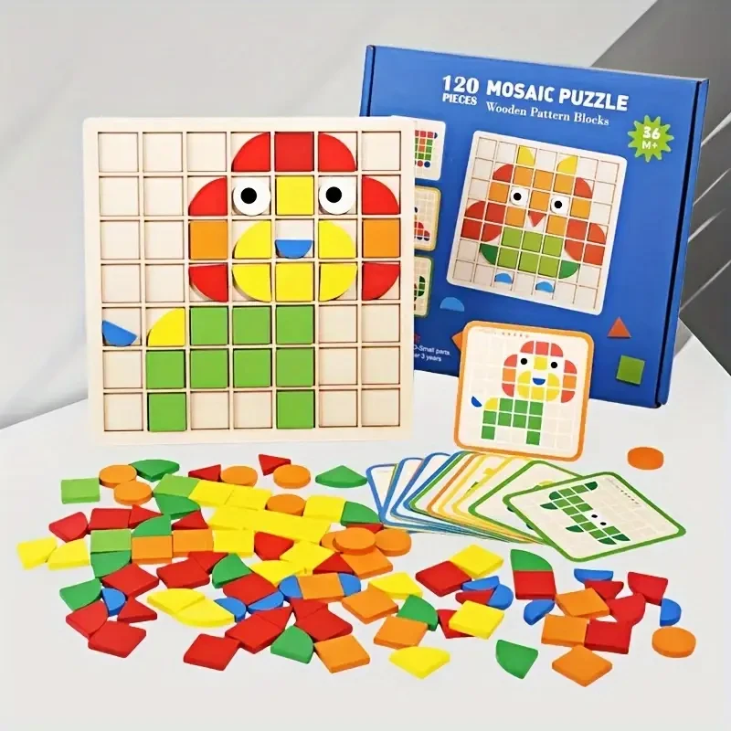 120pcs 3D Mosaic Puzzle Set - Wooden Toys