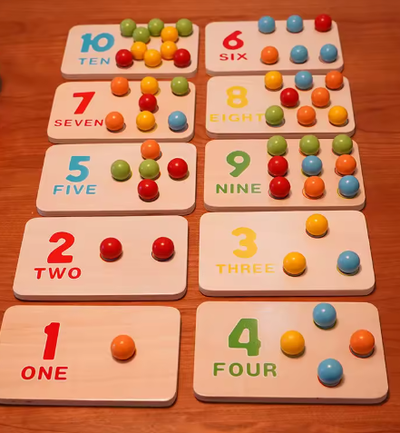 Kids Montessori Wooden Toys Hands Brain Training Clip Beads Chopsticks Beads Toys Early Educational Puzzle Board Math Game To L1