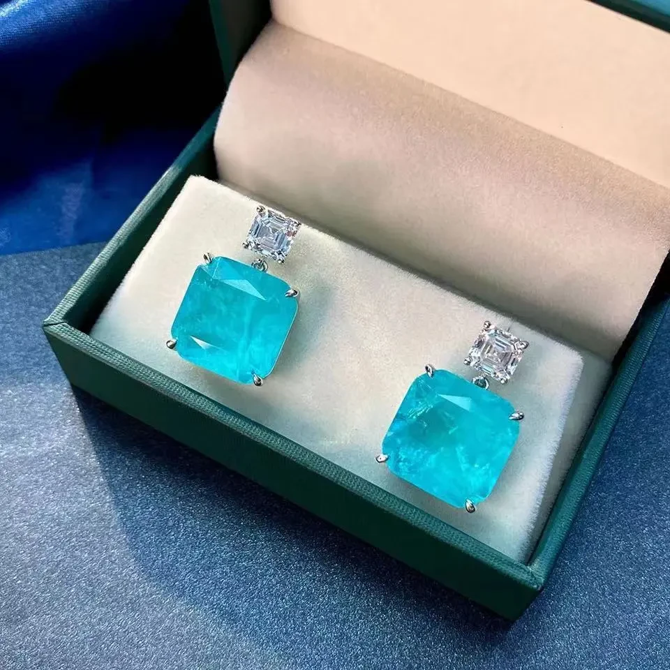 Korean Popcorn Stone Ice Flower Zircon Green Temperament Square Super Fairy