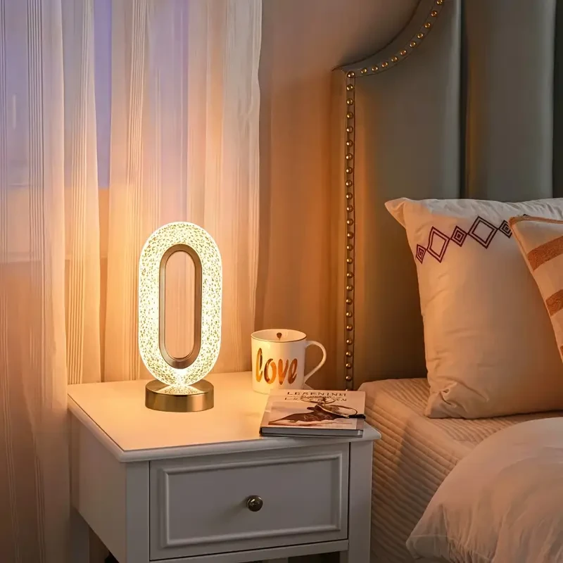Portable Crystal Desk Lamp  Cordless LED Night Light with Adjustable Brightness & 3 Color Modes, USB Rechargeable Gift for Home Dcor, Birthdays & Holidays