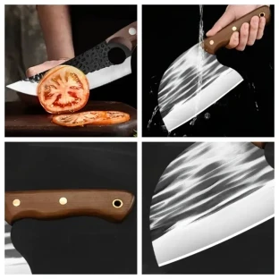 8PCS Professional Chef Butcher's Knife Set – High Carbon Steel Japanese Kitchen Knives + Storage Bag