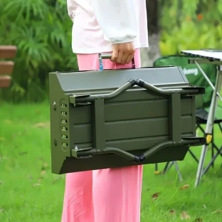 Large Foldable Charcoal BBQ Grill – Portable Outdoor Barbecue Box