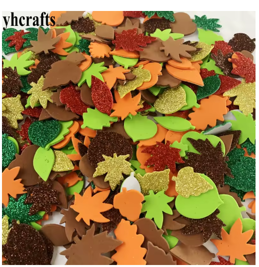 50PCS Autumn leaf foam stickers Wall stickersThanksgiving Day cafts kindergarten crafts Activity items Handmade crafts OEM