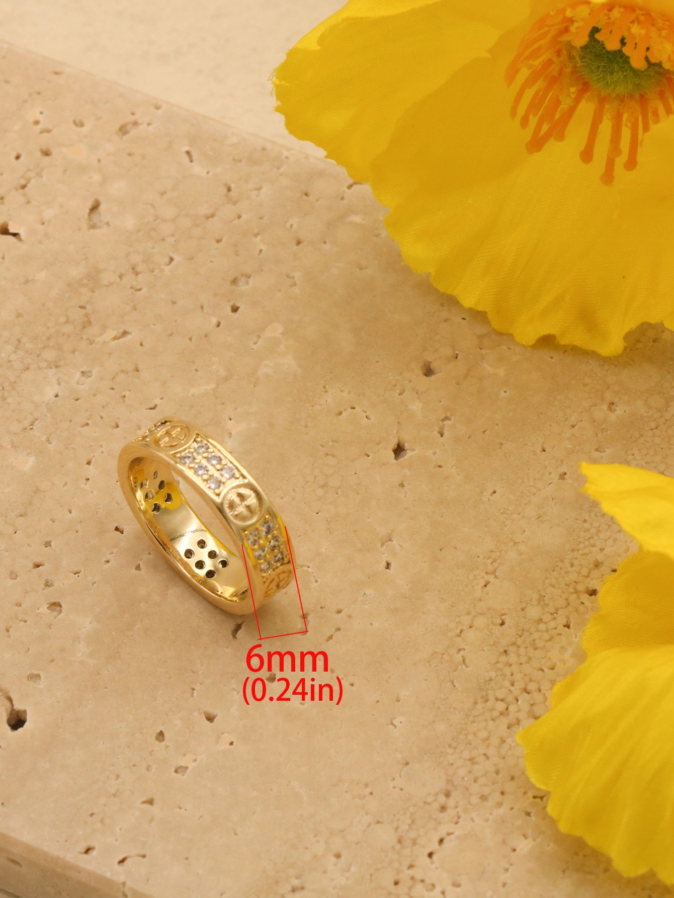 1 Piece Hot Selling Men Inlaid Zircon Classic Gold Color Ring for Women