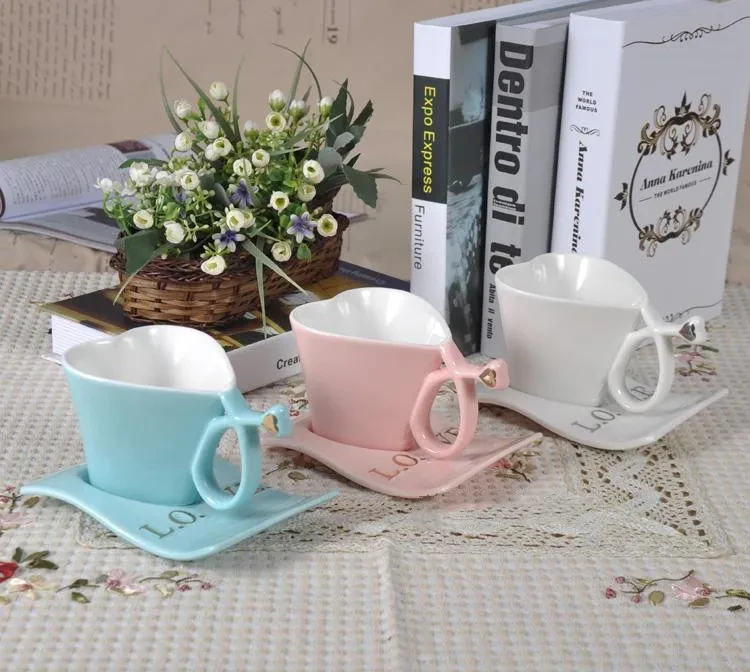 Creative Love Heart Shaped Peach Heart Shaped Mug, Ceramic Mug, Coffee Cup