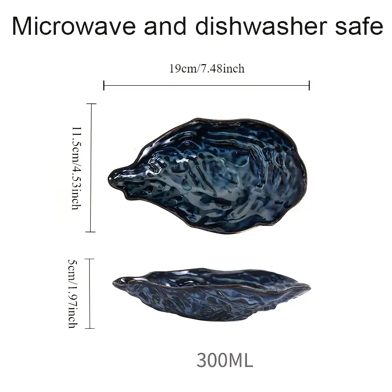 2pcs Oyster Shell Shaped Ceramic Dessert Plates