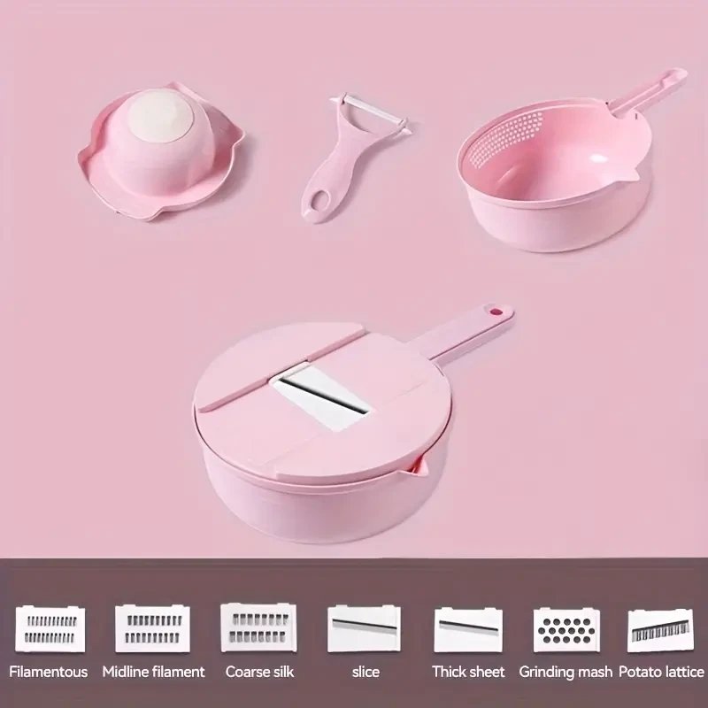 12-in-1 Multi-Functional Vegetable Chopper - Manual Slicer, Shredder, and Grater for Carrots, Potatoes, Radish