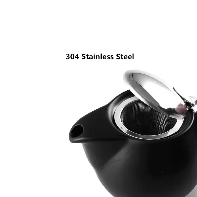 6 Colors 350ml Ceramic Teapot with Stainless Steel Lid & Extra-Fine Infuser