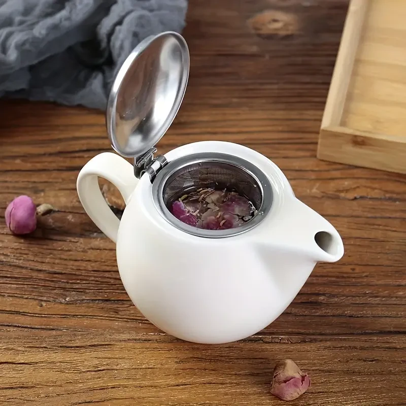 6 Colors 350ml Ceramic Teapot with Stainless Steel Lid & Extra-Fine Infuser