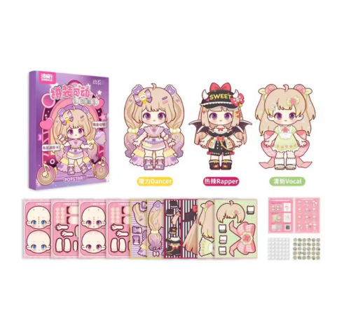 DIY Paper Puppet Toy Handmade Montessori Cartoon 3D Dress Up Paper Doll Quiet Book Toys Movable Joint Paper Doll