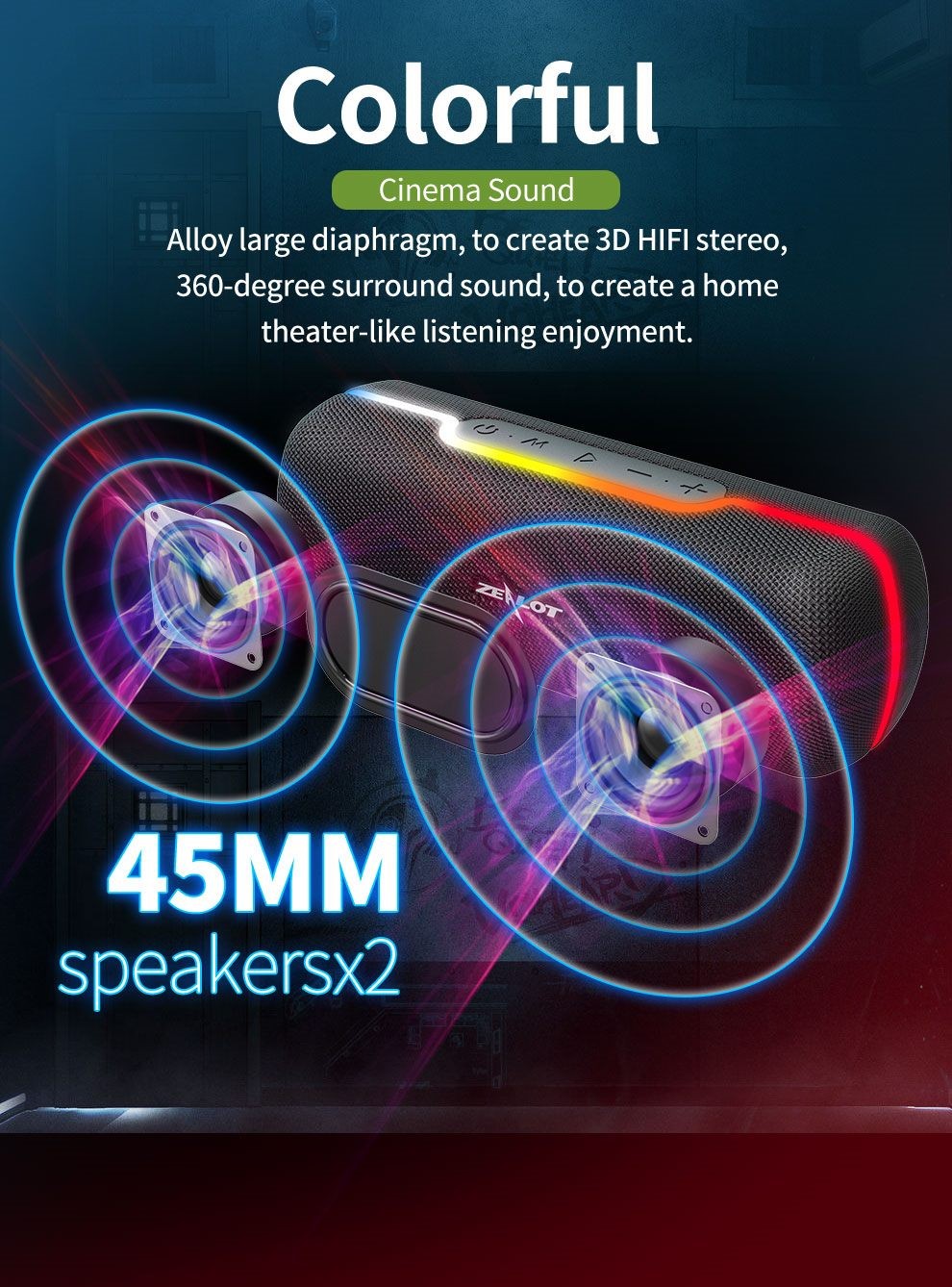 Bluetooth speaker, Zealot S55, HiFi Sound,8 hours Playtime, High Quality Speaker