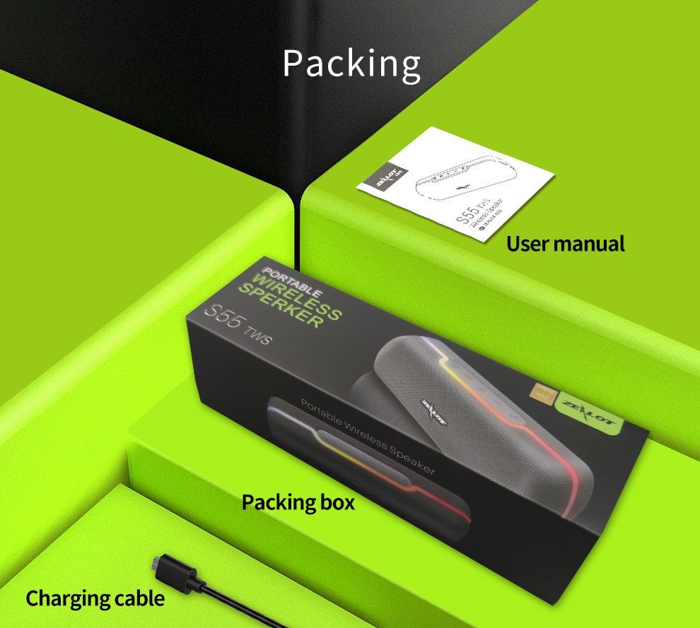 Bluetooth speaker, Zealot S55, HiFi Sound,8 hours Playtime, High Quality Speaker