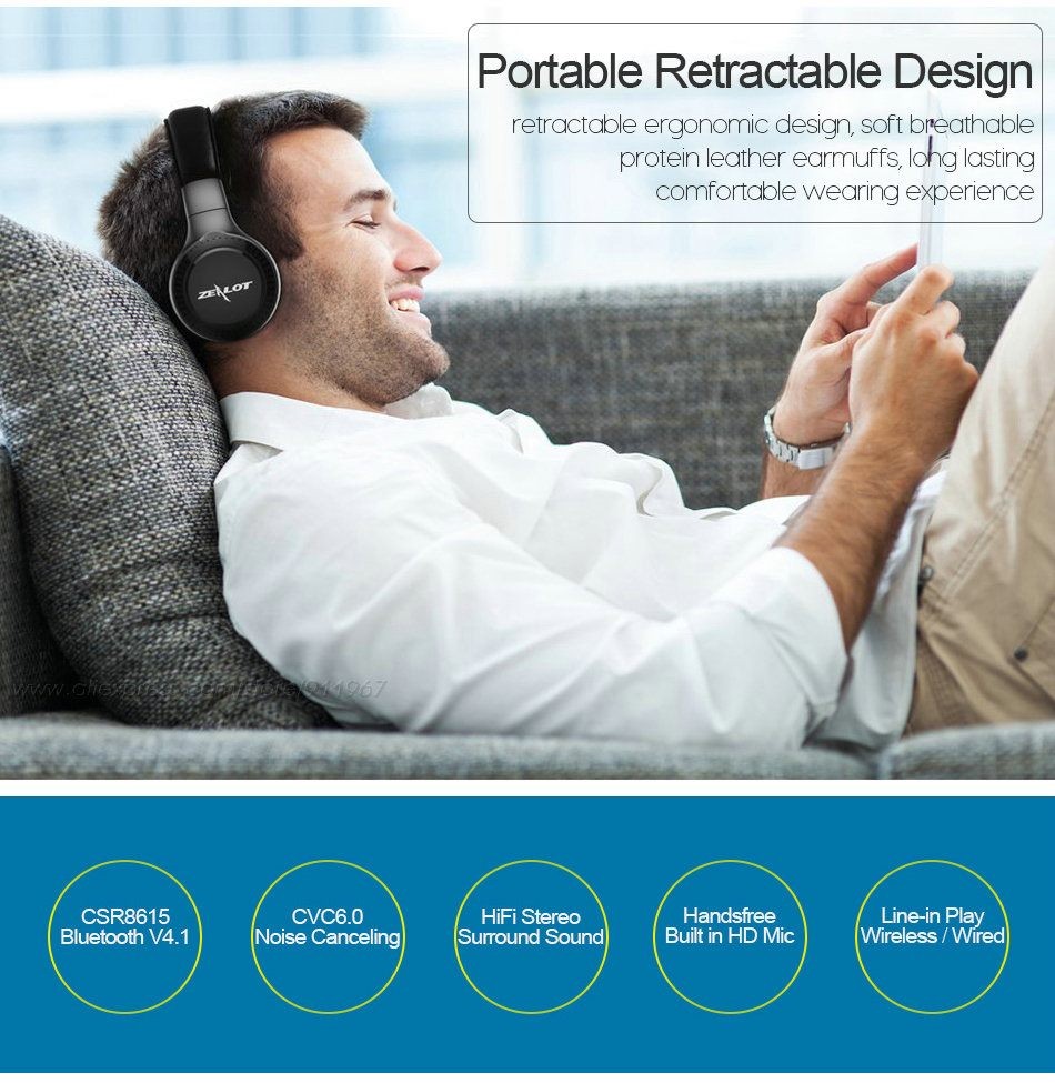 ZEALOT B20 HiFi Stereo Bluetooth Headphone Wireless Headset Super Bass Over Ear