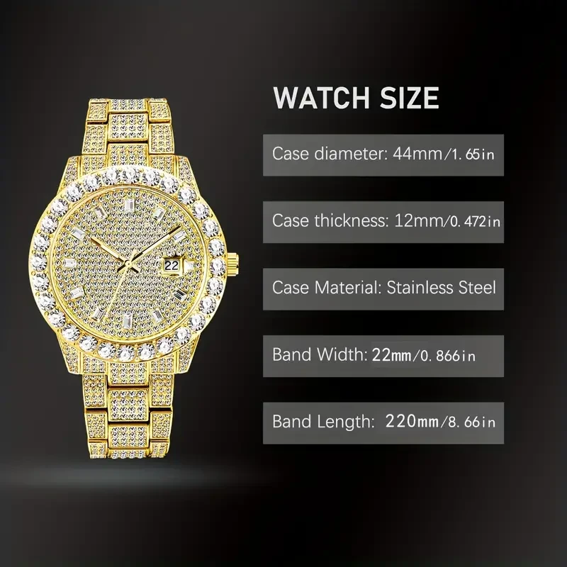 Men's Faux Diamond Quartz Watch