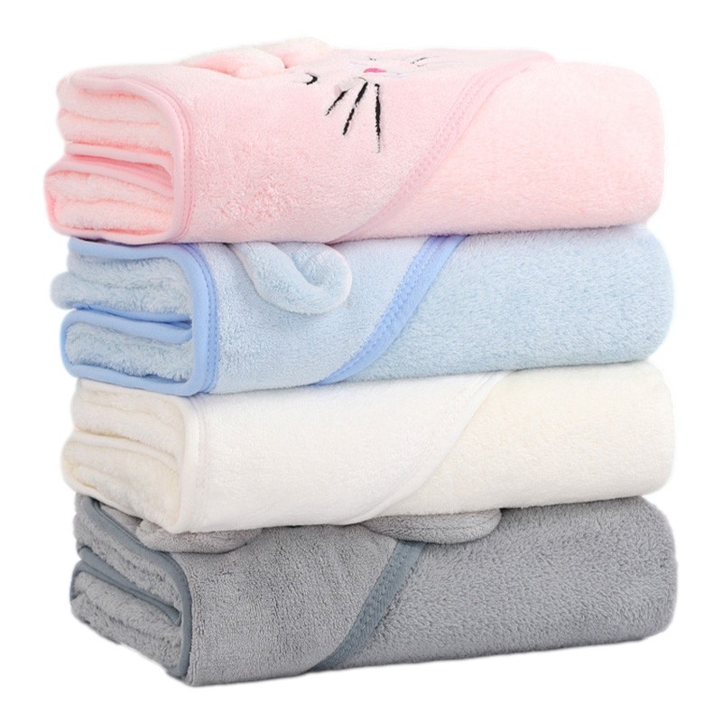 Cartoon Animal Baby Bath Towels  Soft Newborn Hooded Towel Blanket, Toddler Bathrobe