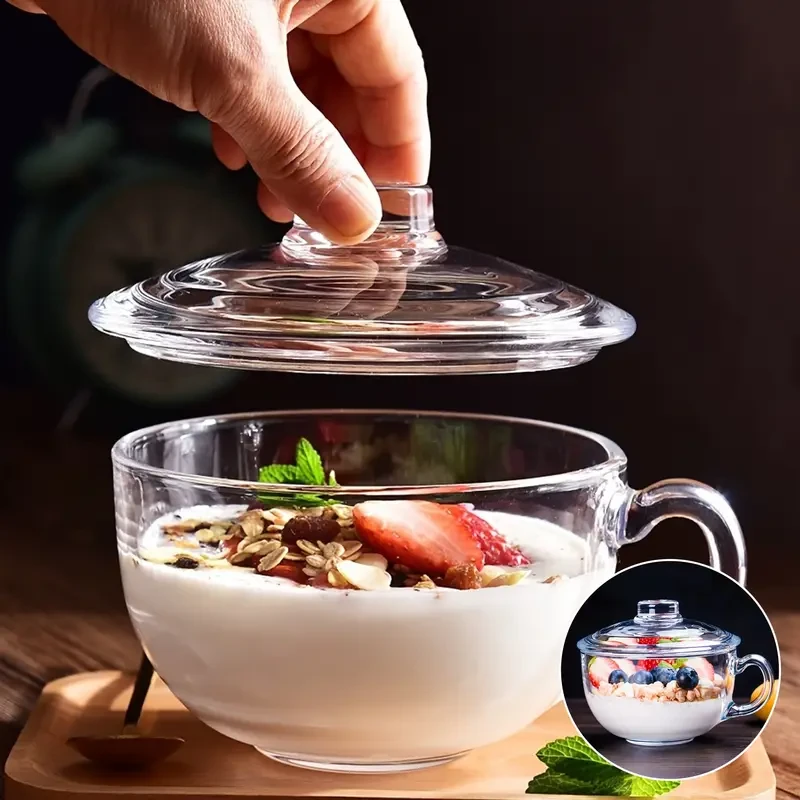Microwave Safe Glass Tea Cup with Lid & Spoon