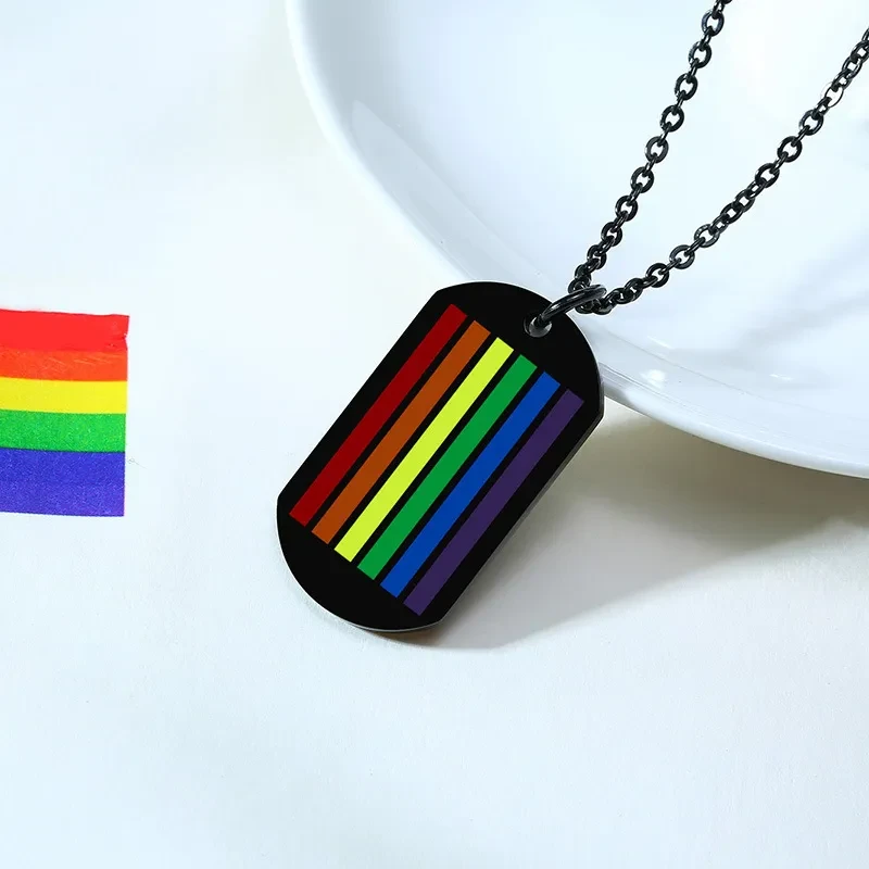 Stainless Steel Rainbow Pendant Necklace
