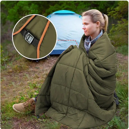 Outdoor Camping Down Blanket Portable Waterproof Hiking Wearable