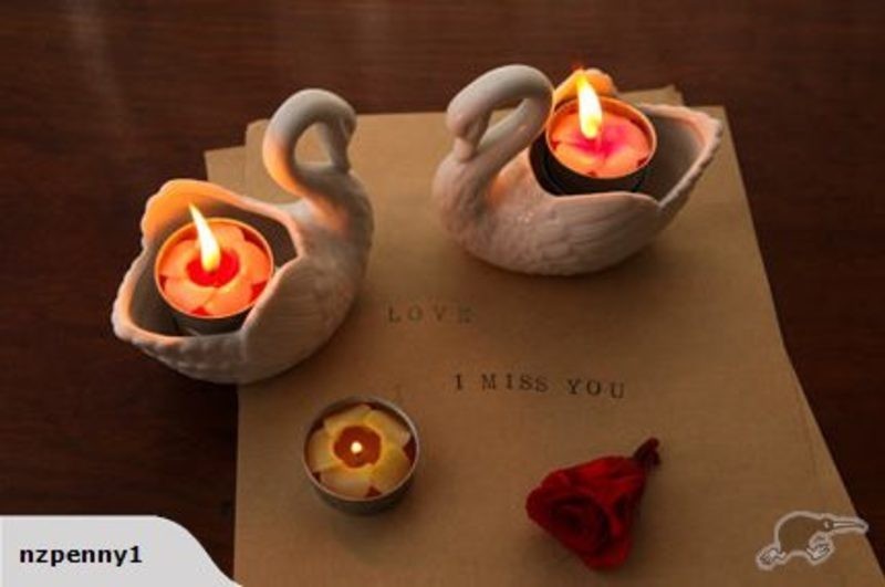 Candle Holder A Pair of White Swan Vase