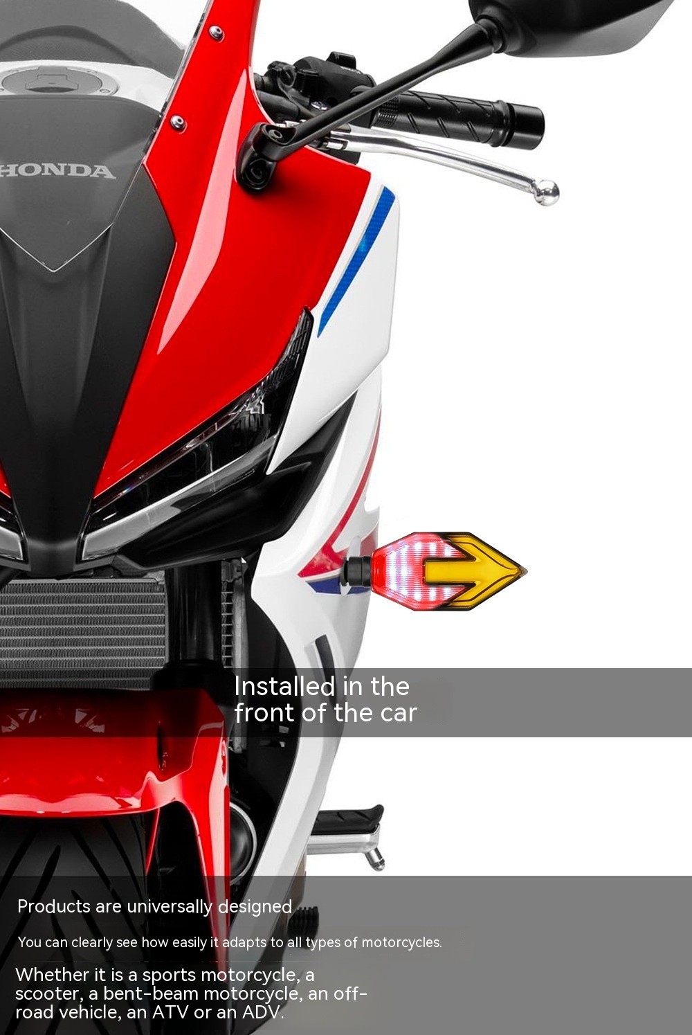Motorcycle Arrow-shaped Light Guide Two-color LED Turn Signal Daytime Running Lamp