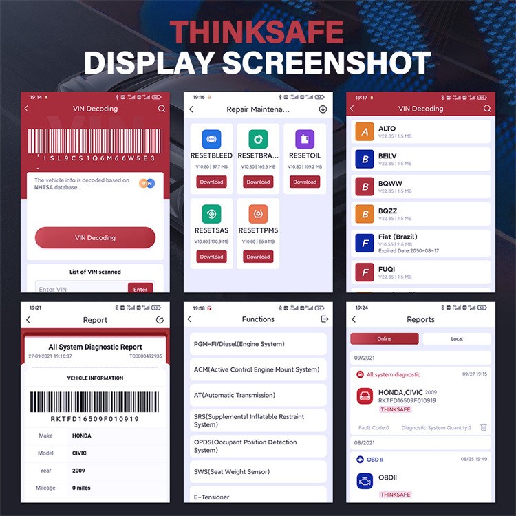 Thinksafe OBD2 Full System Diagnostic Tool Oil Maintenance Electronic