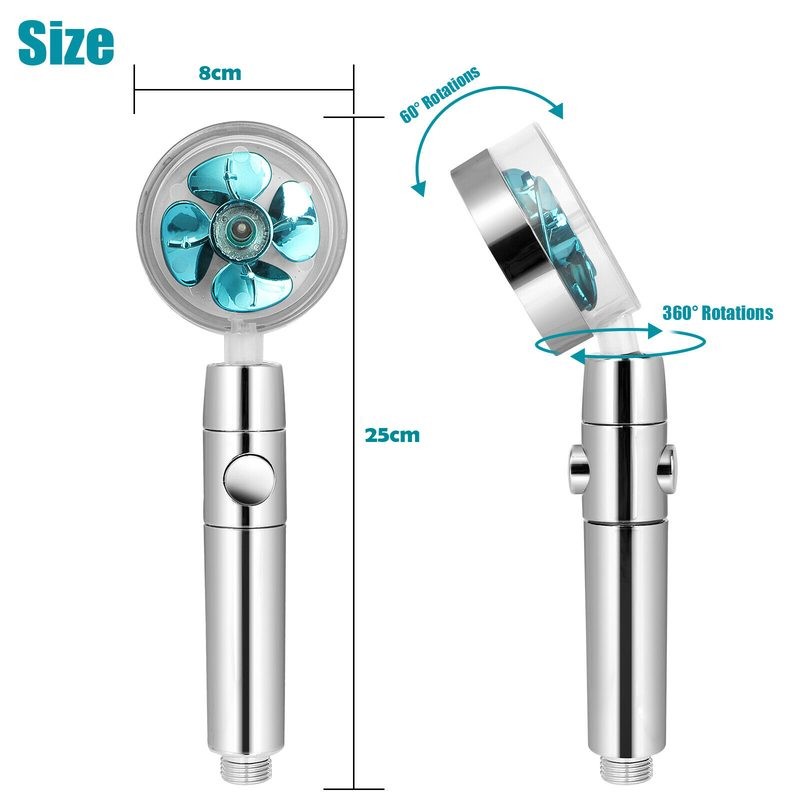Shower Head Jet Spinning High Pressure Blue