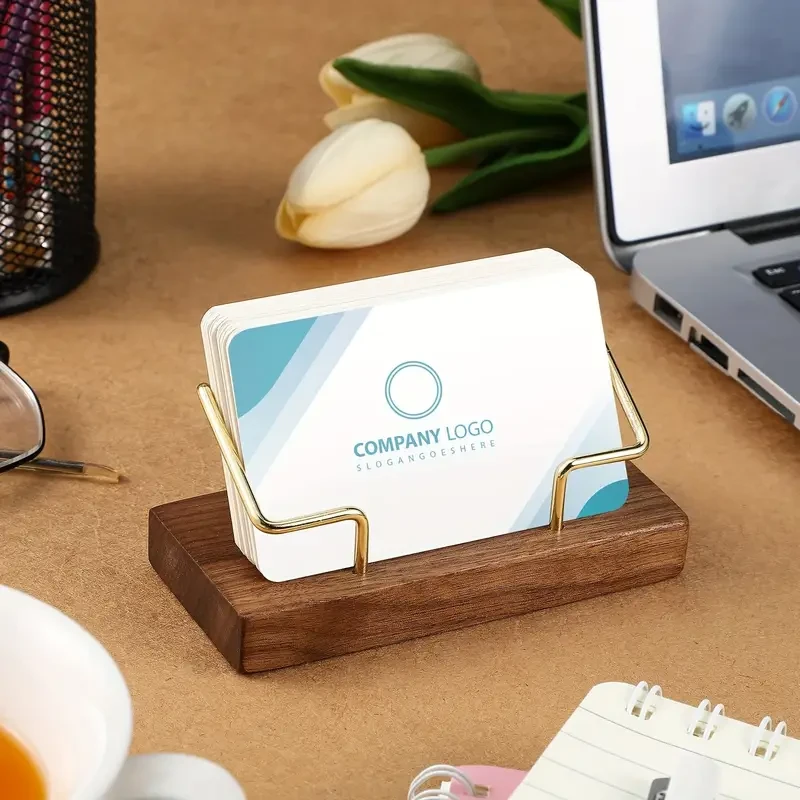 Wood Business Card Holder Golden Card Holder Stand