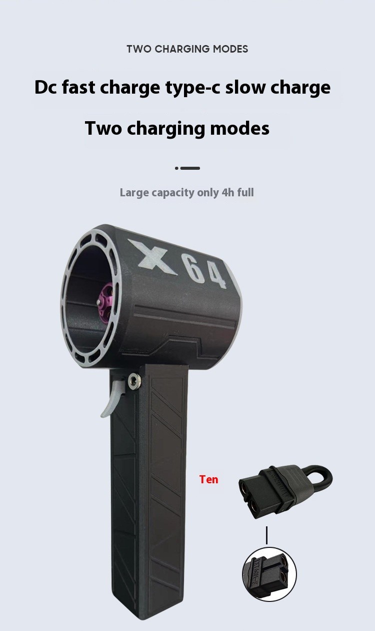 64mm Turbo Fan Wind Power Up To 1400g Handheld Portable Industrial Grade Hair Dryer Car Wash