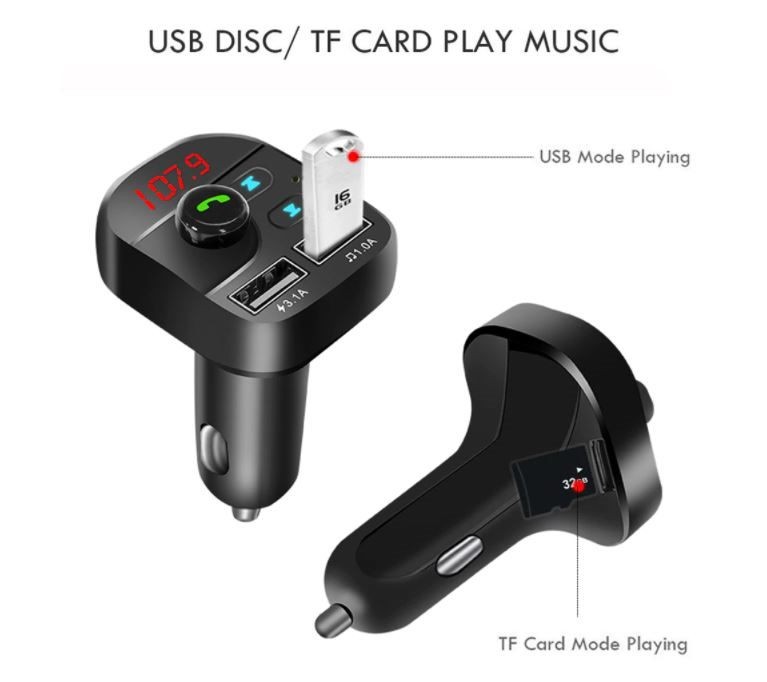 Wireless Bluetooth Handsfree Car Kit FM Transmitter with Dual USB Charger