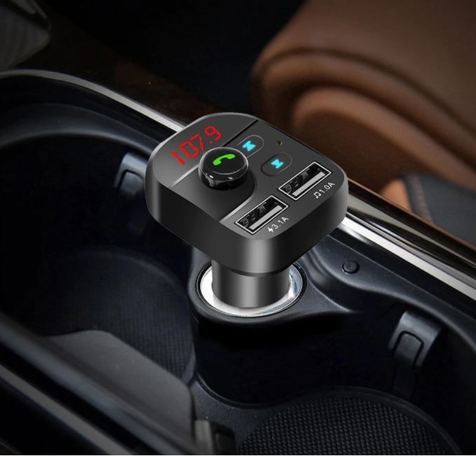 Wireless Bluetooth Handsfree Car Kit FM Transmitter with Dual USB Charger