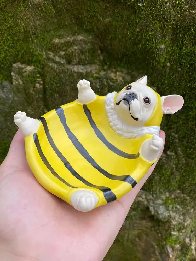 Cute French Bulldog Dish Handmade Pottery