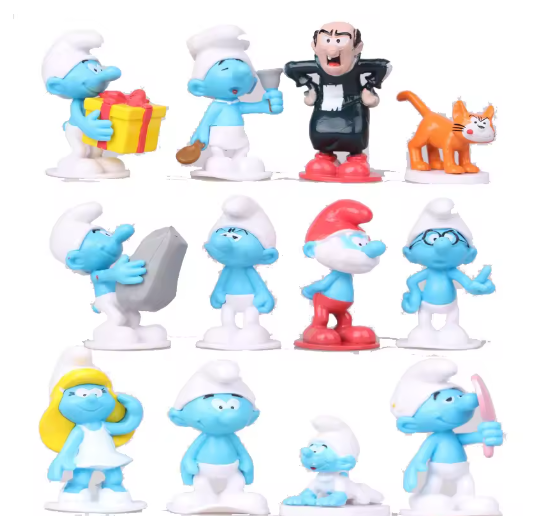 12pcs Smurfs Cake Ornaments Small Mushroom Elf Cute Children Toys Birthday Cake Gift Character Model 5cm pvc Material