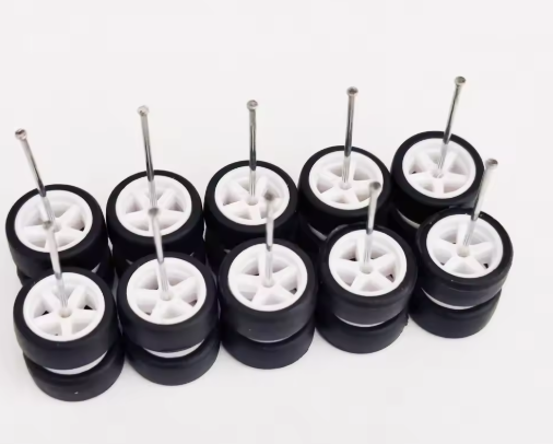 5Sets(for 5 Cars) 1/64 Alloy Car Wheels Rubber Tires for 1:64 Mini Model Car Matchbox