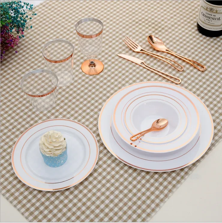 12OZ Disposable Bowl Gold Side Deep Dish Hard Plastic PS Salad Bowl