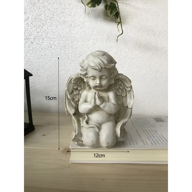 Retro old style girl sculpture small plaster statue