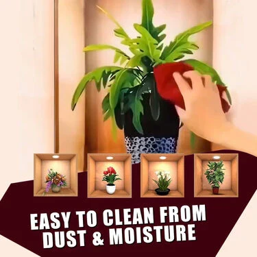 3D Plants VASE WALL STICKER (SET OF 4)