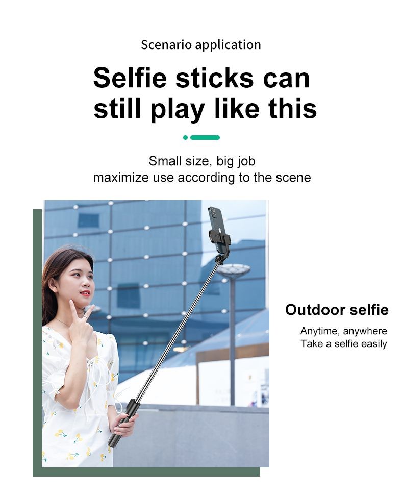 Selfie Stick with Light, Bluetooth Button.