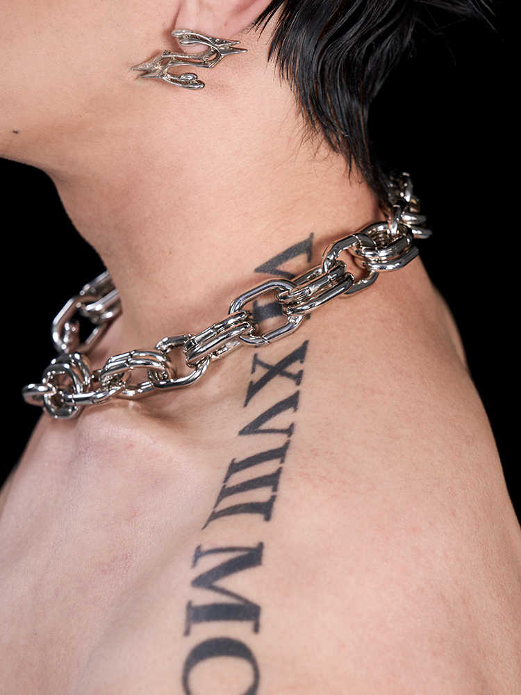 Niche Titanium Steel Necklace Men's And Women's High-grade Double Ring Clavicle Chain