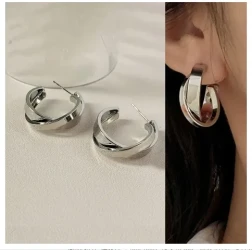 Geometric Double Hoop Earrings Luxury Minority High Sense Ear Ring