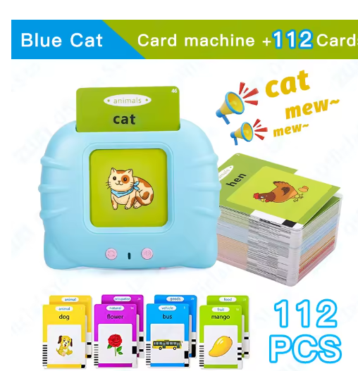 Montessori Education Flash Cards Machine Early Educational Learning English Electronic Audio Book Toy for Children Birthday Gift