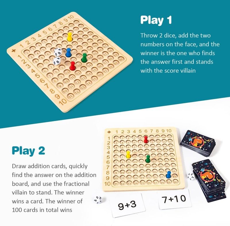 Montessori Wooden Addition Board Game Math Educational Learning