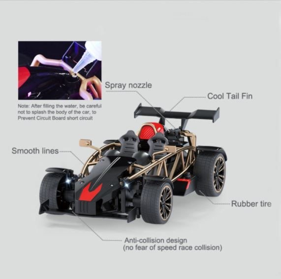 RC Car, RC Die-Cast Spray Racing Car with smoking and light effect.