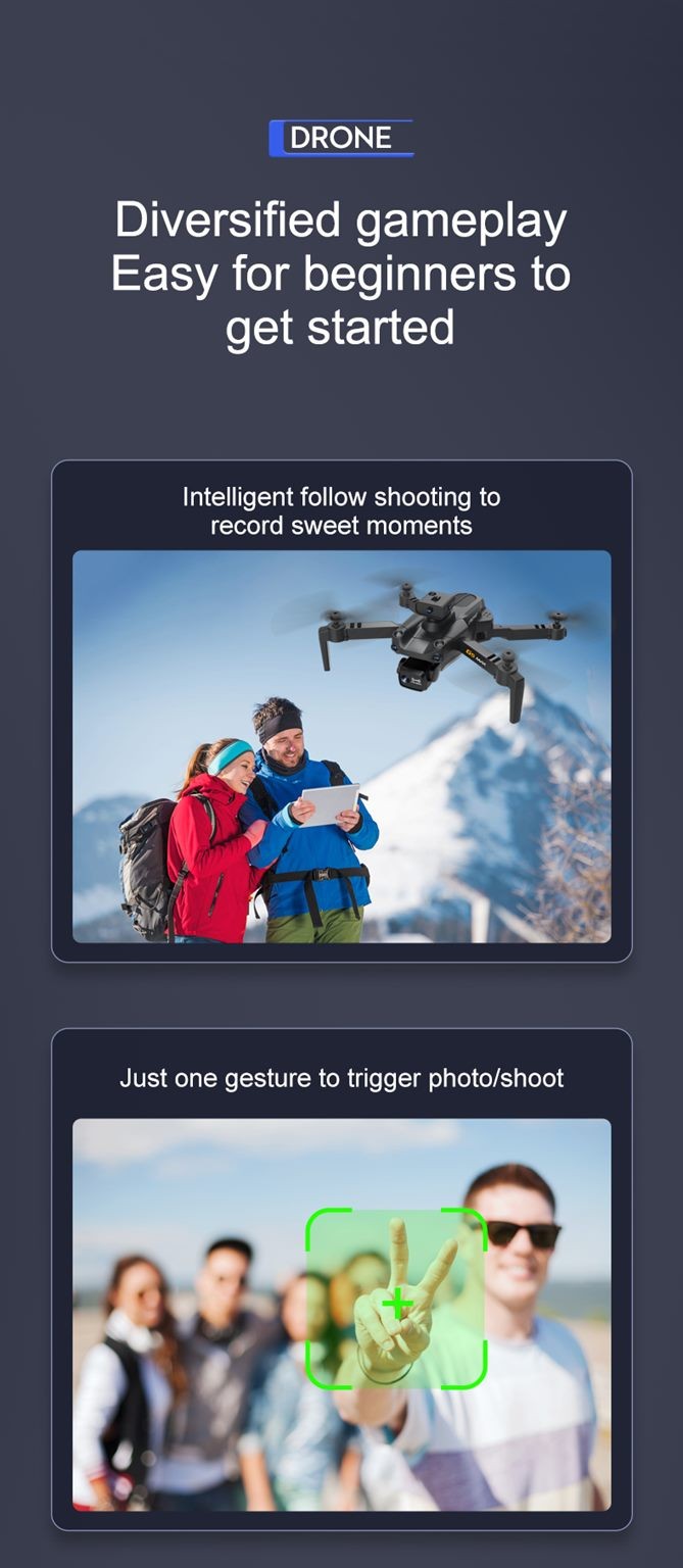 Drone, Foldable 4K Dual Camera Drone with Obstacle avoidance and optical flow