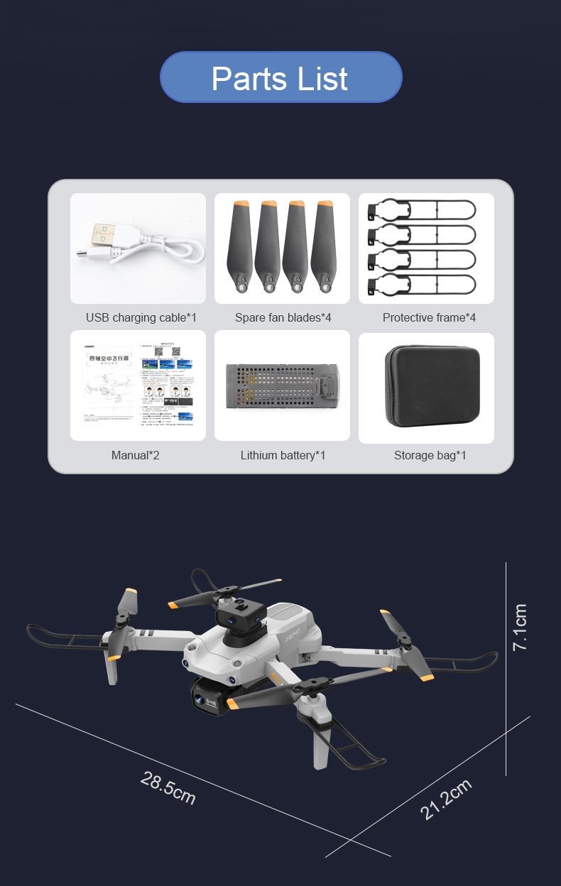 Drone, Foldable 4K Dual Camera Drone with Obstacle avoidance and optical flow