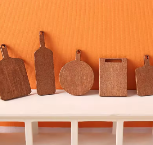 5Pcs 1:12 Dollhouse Miniature Chopping Board Cutting Board Model Kitchen Furniture Accessories For Doll House Decor Kids Toys