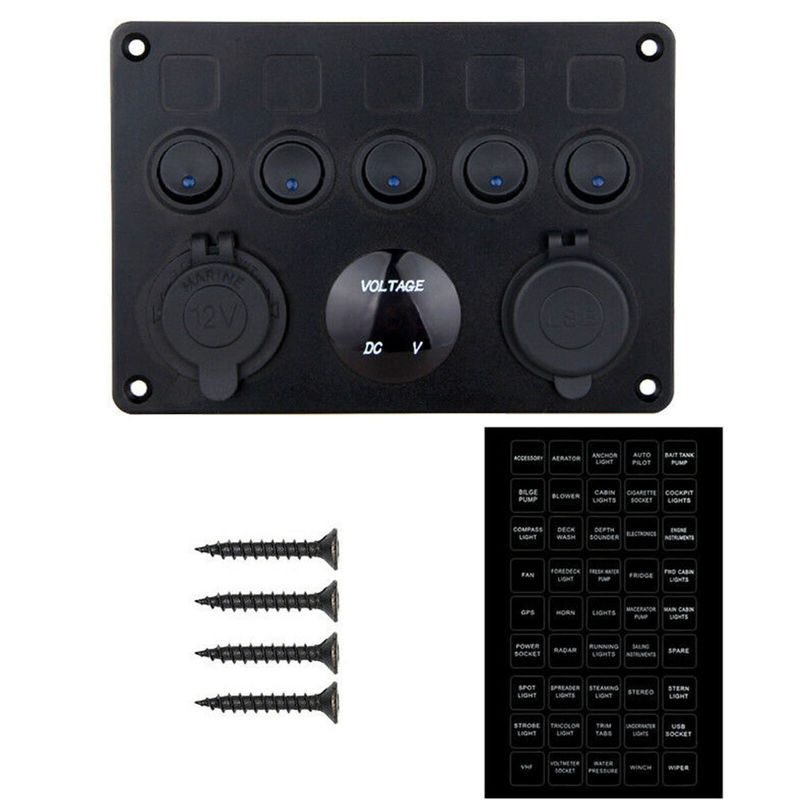 5 Gang ON-OFF Car Boat Switch Control Panel