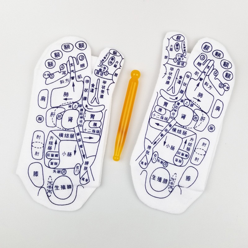 Reflexology Chart Socks with Trigger Point Massage Tool