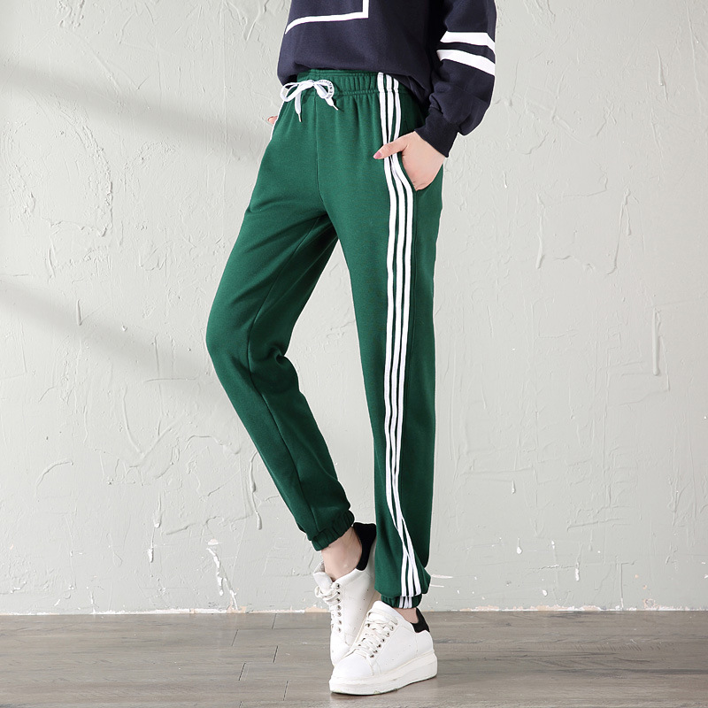 With Velvet Sport Watch in Autumn and Winter Winter Female Big Fat Code MM Student Casual Pants Loose Warm Nosing Trousers