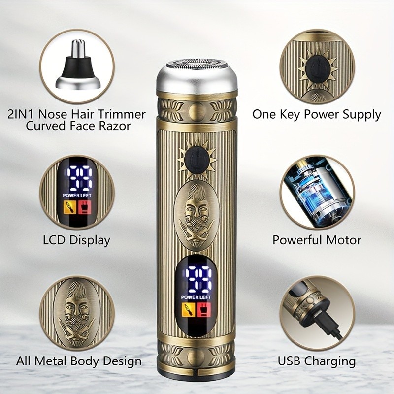 Hair Clippers For Man, T-Blade Trimmer, Nose Hair Trimmer, Hair Shaver Set, Clippers For Men Professional, Clippers For Hair Cutting, Electric Razor For Men, LCD Display (Bronze)